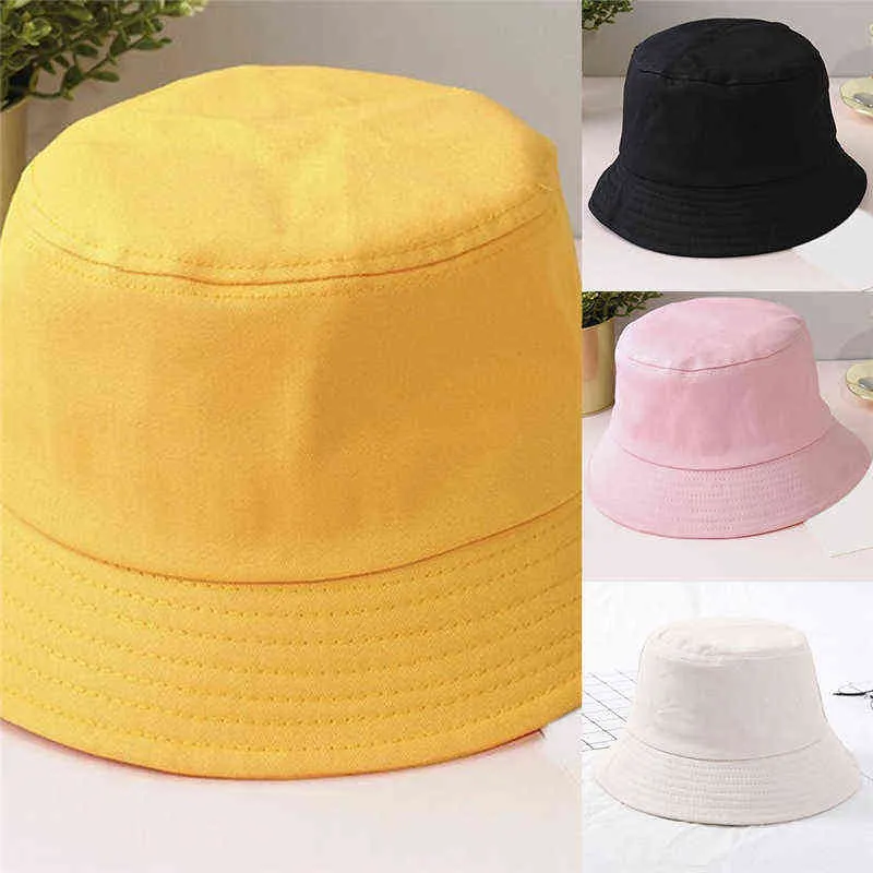 Cappello da pescatore pieghevole estivo bambini coreano adulti Tinta unita Hip Hop Protezione UV da spiaggia a tesa larga Round Top Protezione solare Berretto da pescatore G220311