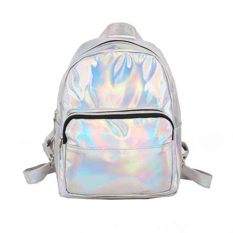 Mini Zaini Laser Le Donne Zaino Laser Moda Argento Borsa Giovanile Ragazze Adolescenti Borsa Da Scuola Di Personalità Di Tendenza Coreana Femminile Y1105