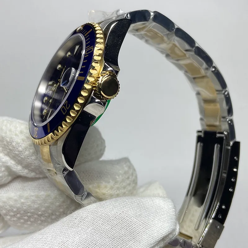 Reloj de lujo vintage BP fábrica bisel azul Half Gold Blue Dial Swiss 3135 movimiento 40 mm reloj automático para hombres 304T