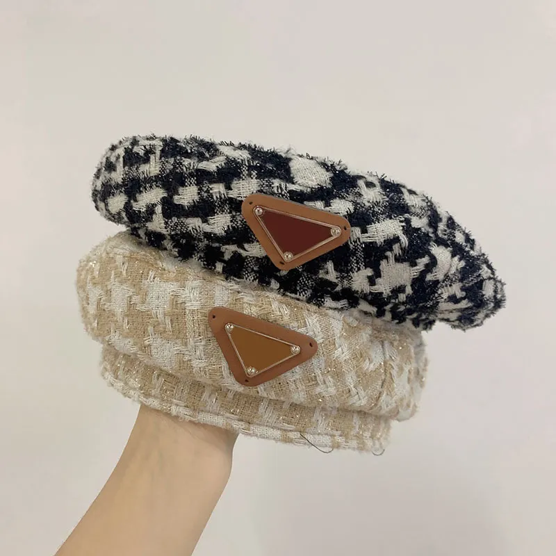 Berety Kapelusz Projektant Czapki Luksusowe Trójkąt P Kobiety Berety Projektant Kapelusze Wiadro Casquette Czapka Beanie Berety Wiadro Dopasowana Czapka D218301HL