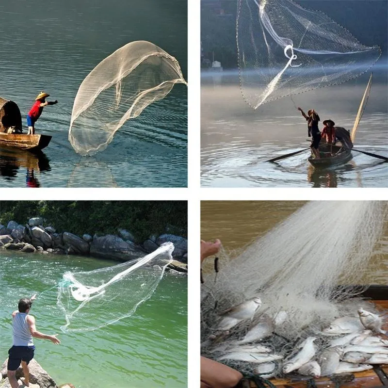 Filet de pêche 12 pieds 3 6M, appât facile à lancer, coulé à la main, maille en Nylon solide, Sinker212O