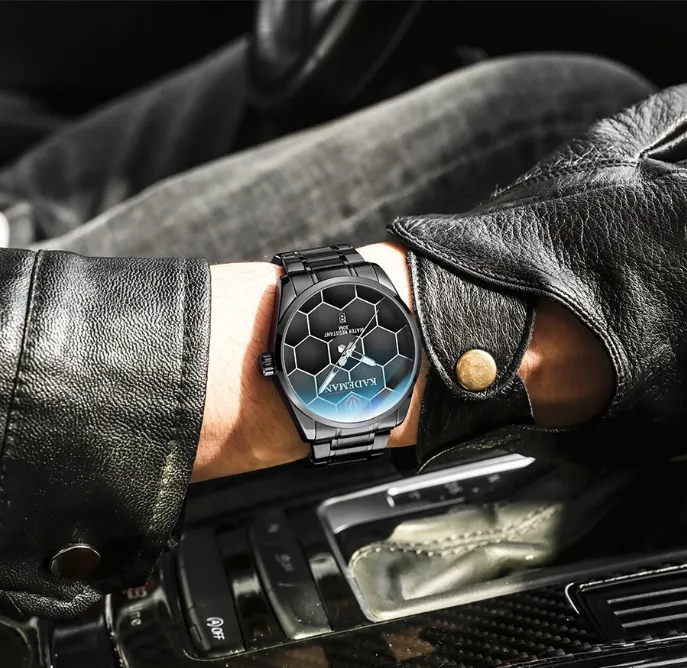 KADEMAN Брендовые светящиеся мужские часы высокой четкости с футбольной текстурой, кварцевые часы с календарем, простые часы из нержавеющей стали Masculin304L