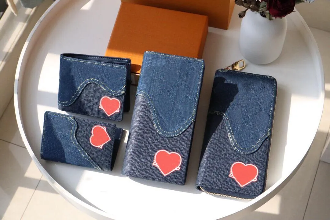 Luxus -Designer -Brieftasche gedruckt Denim -Geldbörsen Nigo frühe Spring Serie Kartenhalter Denim Stoff Rechteckige Geldbörse Schlanke Jean Wallets Ho 225i