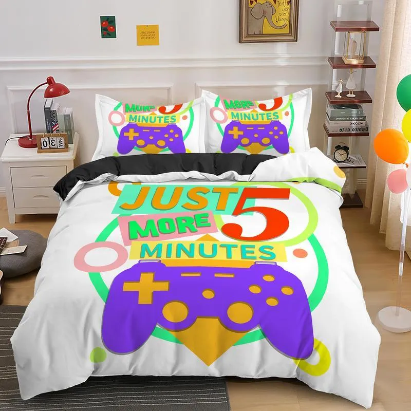 Gamepad sängkläder för pojkar Modern Gamer Comforter Cover Video Game Duvet Barn Färgglada Åtgärd Knappar Tryckt 210309