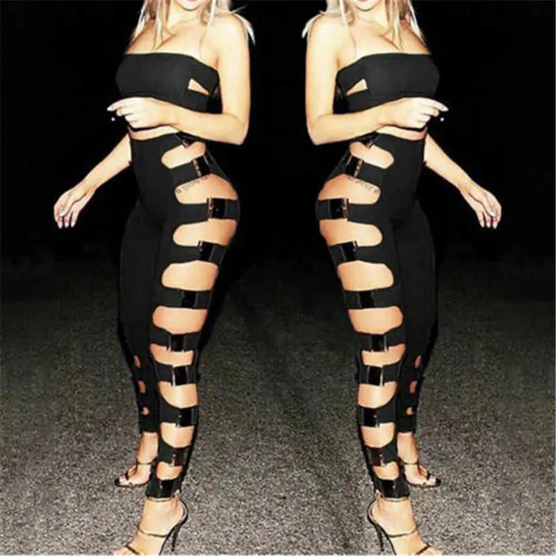 Women Pants Leggings Elastic Hollow Out Ripped Gothic Push Up Cross Strap Party Club Slim Black Sexy 210925