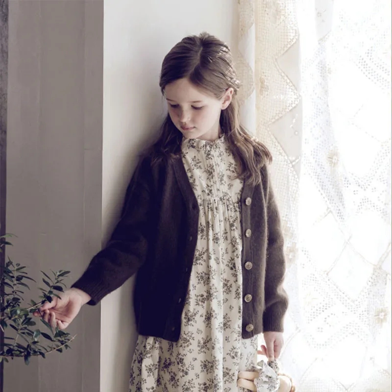 EnkeliBB Loella Korea Brand Kids Girl Flower Long Dress Autumn Winter New Arrivals Toddler Long Sleeve Floral Tutu Dresses 201008