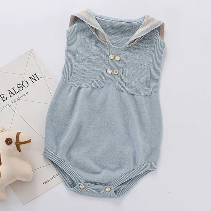 Tuta calda lavorata a maglia Autunno Inverno Borsa neonato a righe in lana fatta a mano Pagliaccetto scoreggia Abbigliamento bambini 210611