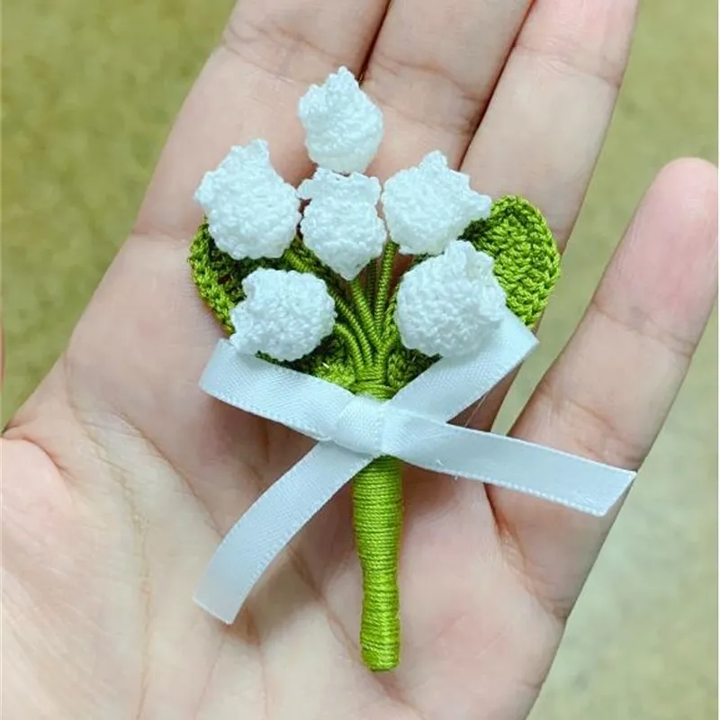 Csxjd retro design artesanal rendas crochet pino de flores acessórios lírio do vale orquídea literário personalidade broche