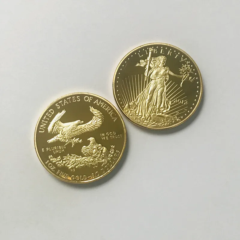 5 pezzi Non magnetico dom Eagle 2012 distintivo placcato oro 326 mm statua commemorativa della libertà da collezione decorazione monete6874292