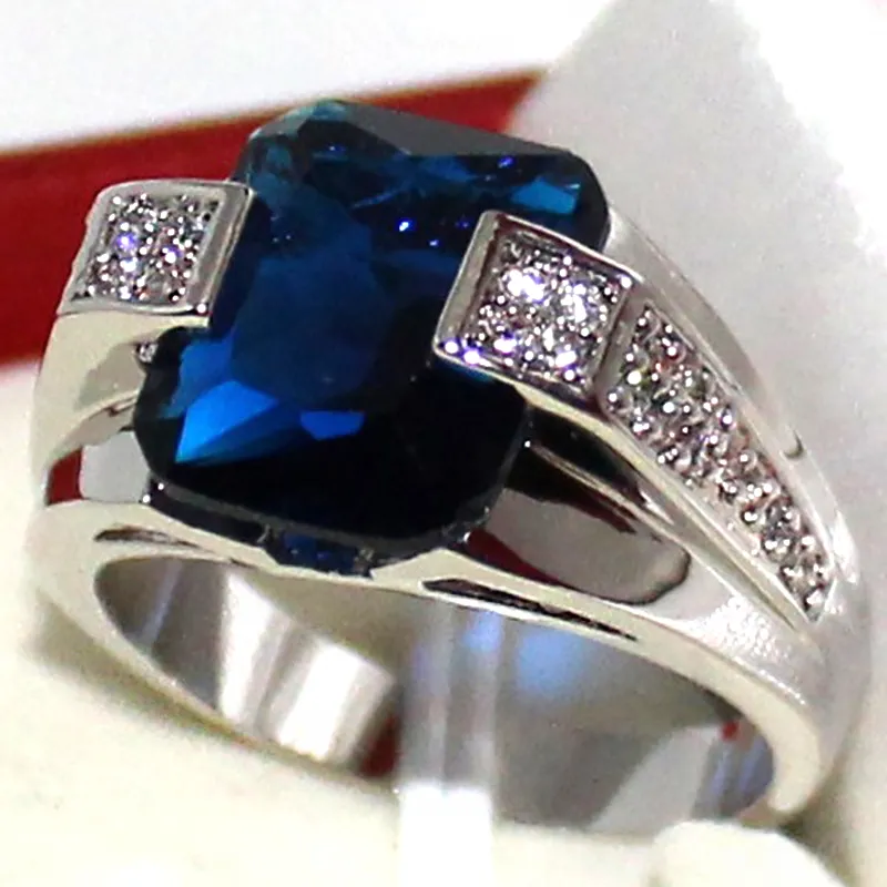 Délicat mâle 925 bagues en argent pour femmes zircon cubique bleu pierre bague pour hommes femmes Index bague VIntage Fine Jewelry8204341