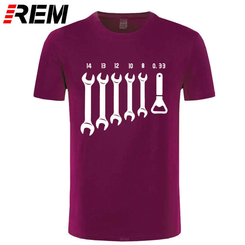 REM Vite Chiave Apri Meccanico T-shirt da uomo Car Fix Engineer Cotton Tee Manica corta Divertente T-shirt Top Abbigliamento da uomo 210716