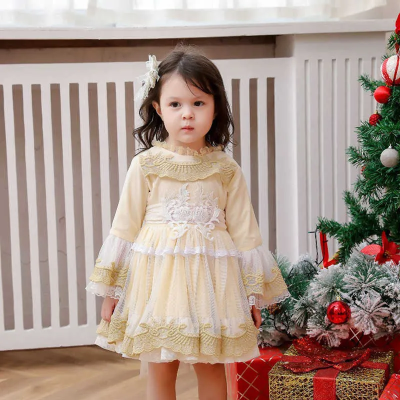 Kids Spanish Royal Dresses for Baby Girls Spain Lolita Ball Gown Children Boutique Clothes Infant Birthday Christening Vestidos 210615