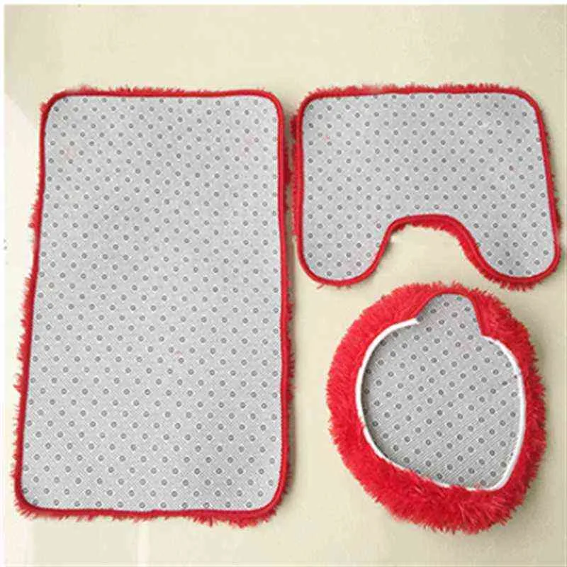 tapis de bain en peluche épaissir doux couleur unie salle de bain tapis antidérapants couverture de siège de toilette décor absorbant l'eau tapis U forme tampons 211109