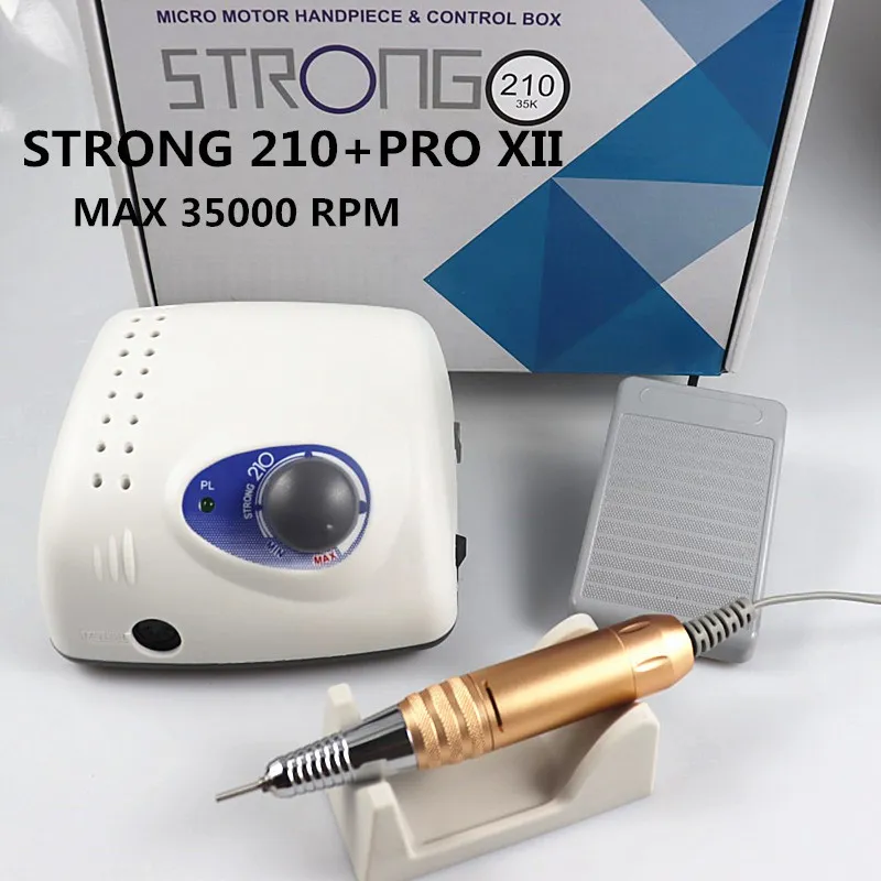 Strong 210 Pro XIII Nail Boor 65W 35000 Machine Cutters Manicure Electric Milling Pools File 220224