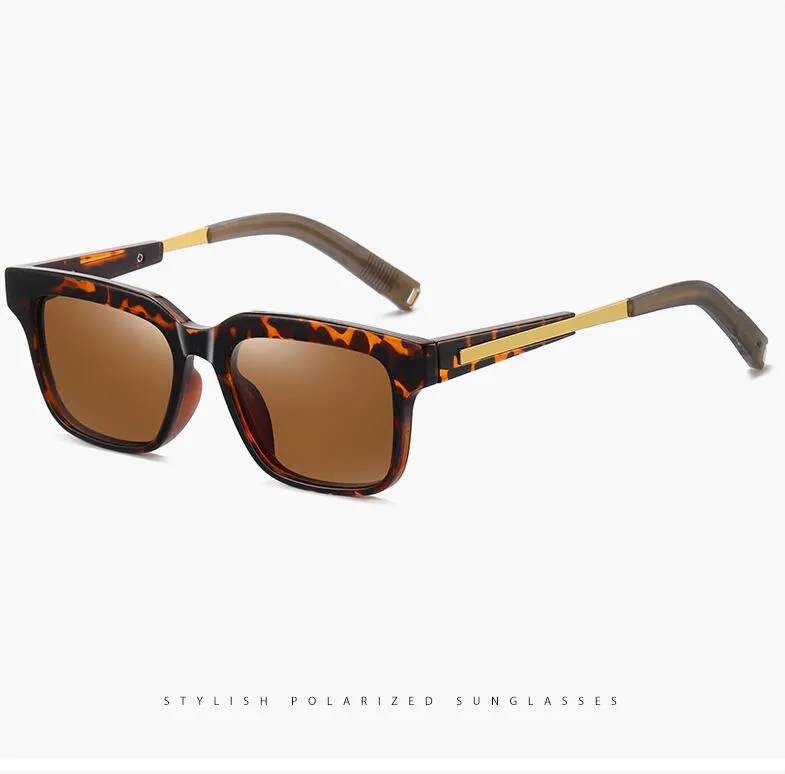Óculos de sol polarizados de alta qualidade, acessórios de óculos masculinos, óculos de sol quadrados, armação preta, rosa, flash, lentes espelhadas com case337q