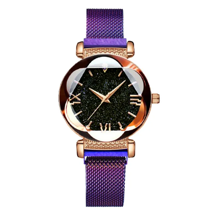 MULILAI бренд звездное небо светящиеся кварцевые женские часы с магнитной сеткой ремешок с цветочным циферблатом повседневный стиль модные женские часы237O