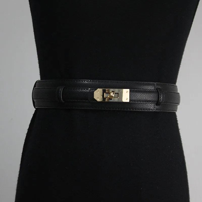 Cintos Kelly's Belt Wide Women's Women's Capa de couro Decoração 100 Com vestido de casaco de suéter Kelly H Button334n