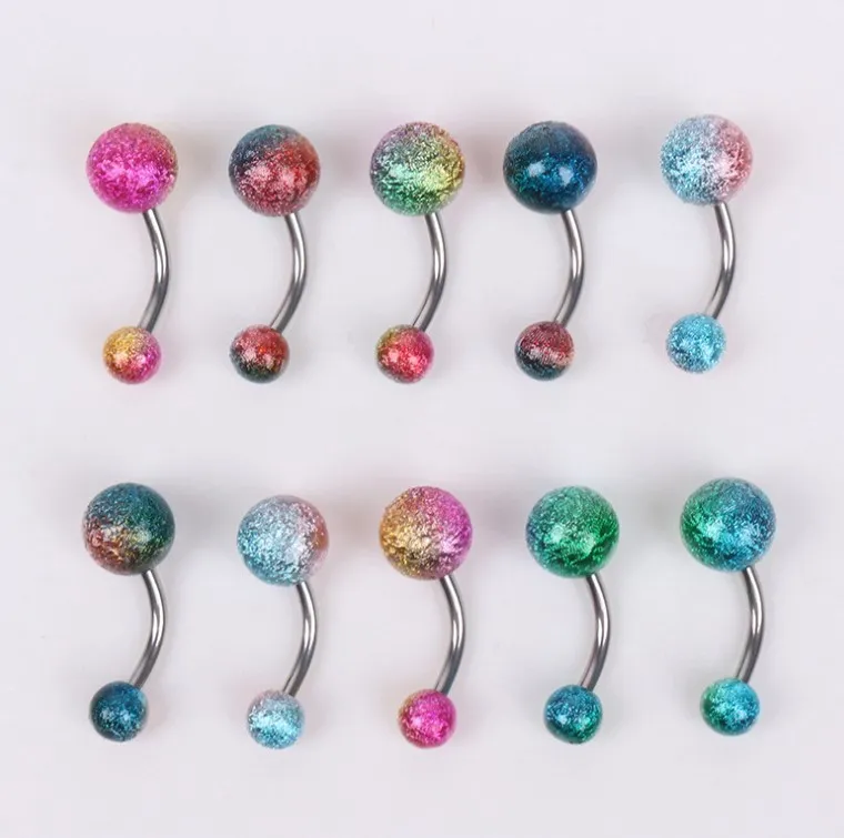 50 sztuk Biżuteria Brzuch Bar Baźnik Piercing Body Piercing 14G Projekt Shine MIX Colors