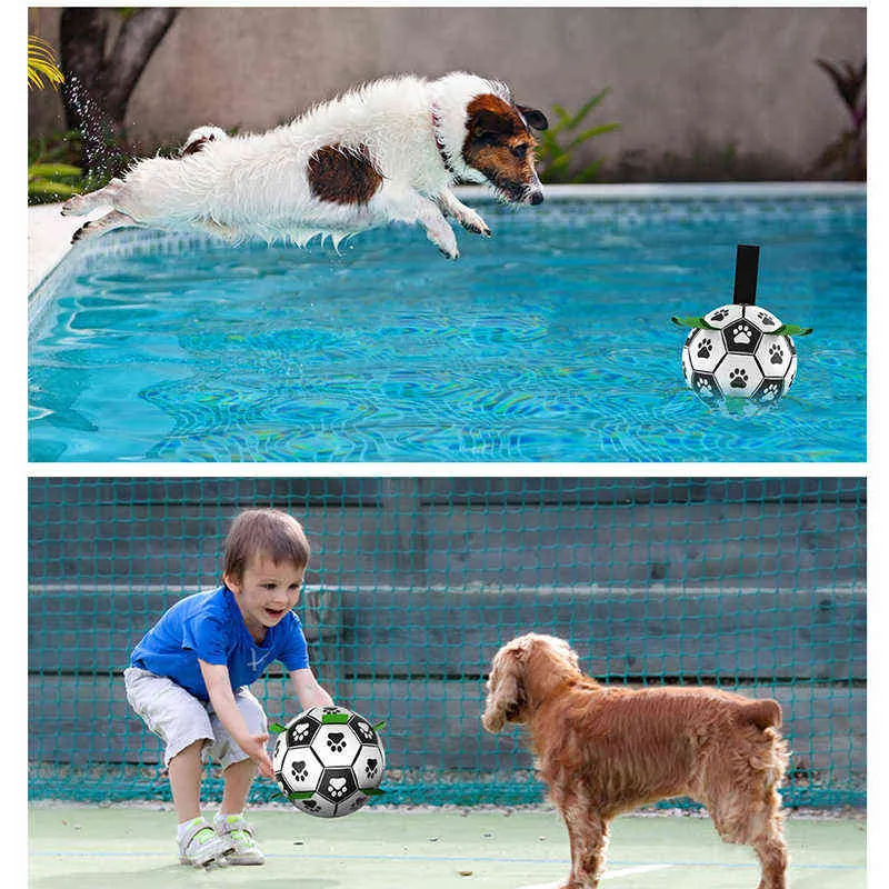 KOMMILIFE Juguetes para perros Entrenamiento interactivo al aire libre Mordedura de mascota Juguete para masticar para fútbol pequeño mediano para s 211111