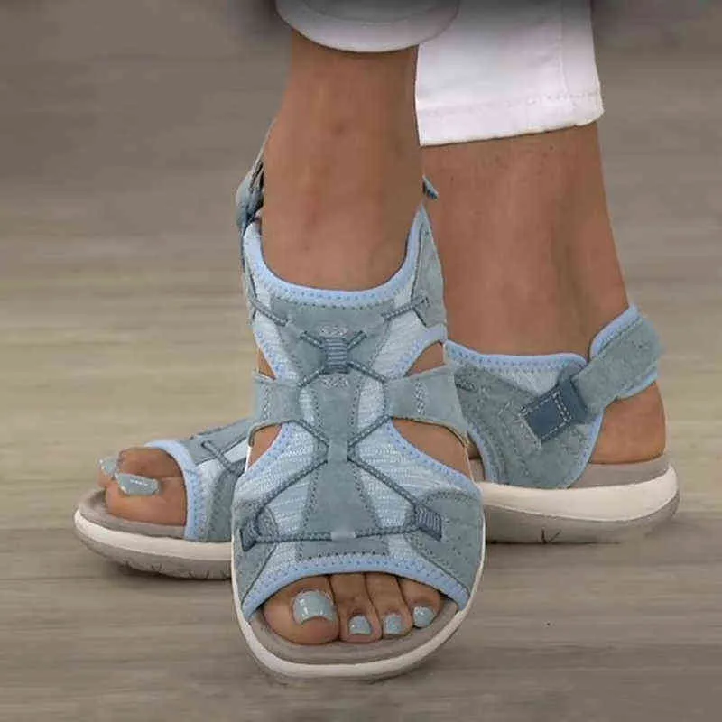 Vrouwen sandalen schoenen voor mode casual dames comfortabel ronde open teen platte strand zomer vrouw sandels schoen 0211