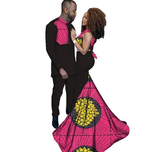 Mode Afrikanische Kleidung Kleider für Frauen Ankara Stil Batik Drucke männer Anzug Dame Sexy Kleid Paare Kleidung WYQ52