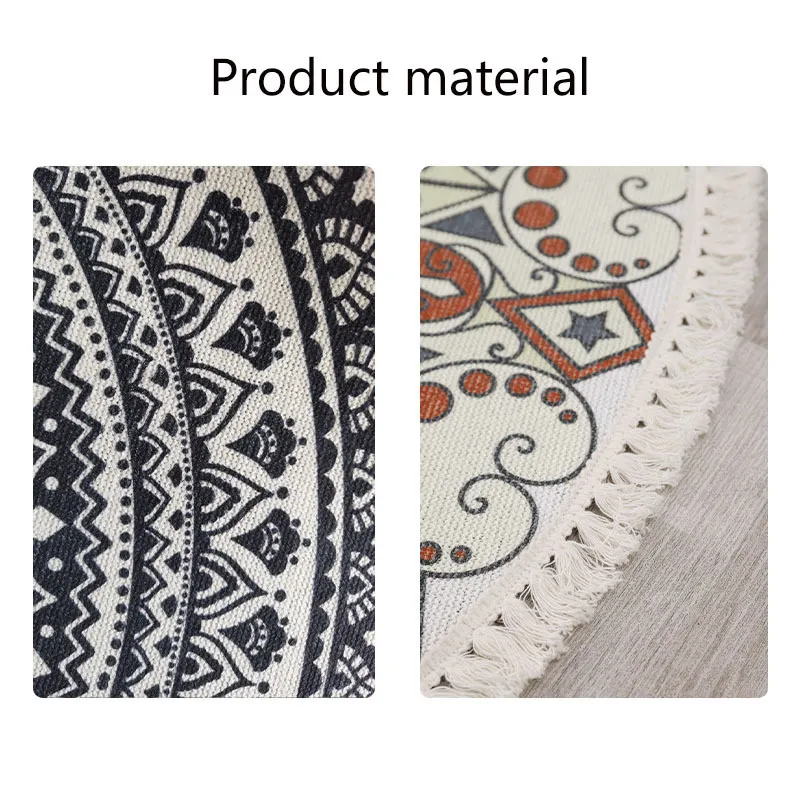 Nordic Ethnic Style Rug Cotton Linen Tassel Floor Mat Boho Round Carpet Home el Living Room For Kids Anti Slip carpet Doormat 220301