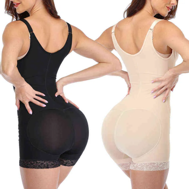 Fajas Magic Full Body Shaper Latex Femmes Waisttrainer Clip Et Zip Minceur Body Avec Butt Lifter Tummy Trimmer Compression 211112