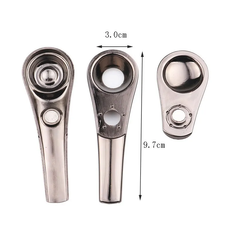 Zinc alloy spoon pipe without gift box multi-color detachable ferromagnetic metal pipe smoking set