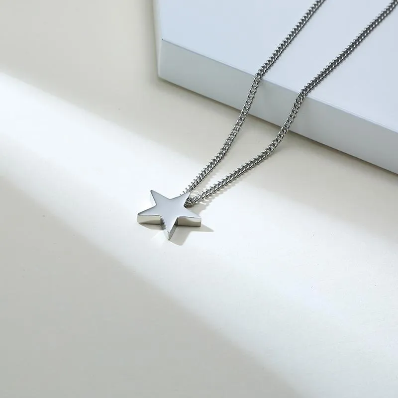 Pendant Necklaces 2021 Titanium Steel Multi-layer Two-piece Rectangular Bar Five-pointed Star Simple Necklace Suitable For Women A294Q