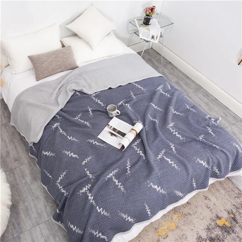 Cobertor de algodão de malha colcha de verão edredom star faixa de onda veado lance cama colcha para adultos crianças 200 * 230cm 210316