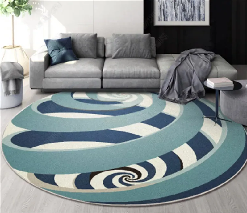 Alfombras redondas geométricas nórdicas para sala de estar alfombra decoración de gran tamaño Oficina Hotel alfombra para el hogar INS alfombra Popular para el suelo del dormitorio 210317