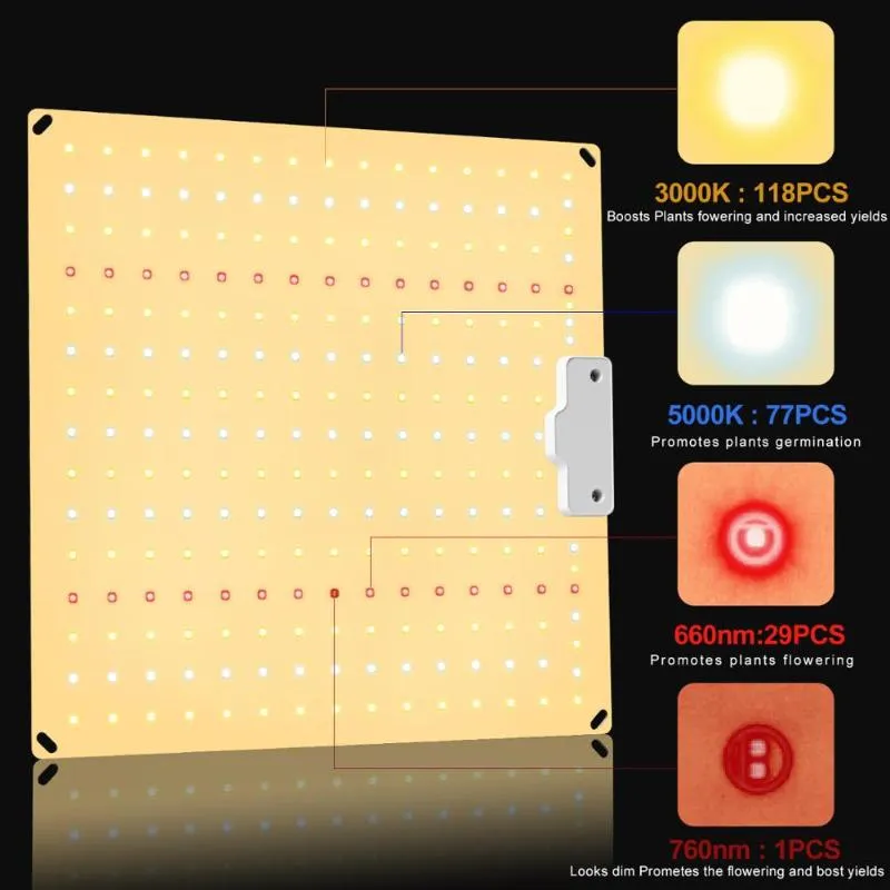 Grow Lights LM281B Dioder Tyst fläktfri Full Spectrum 600W LED -lampan Hög PPFD för 2x3ft tältplantor Veg och Blooming247U