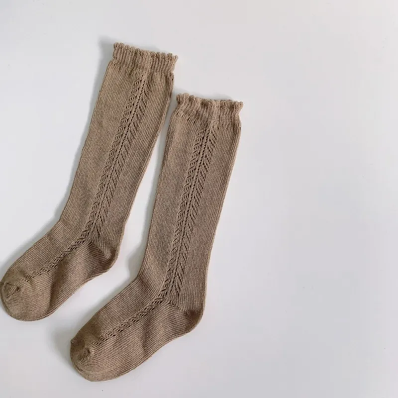 2021 neue Baby Socken Kniehohe Lange Säuglings Baumwolle Leinen Socke Hohl Mädchen Junge Frühling Sommer Bein Wärmer Kinder Prinzessin socken