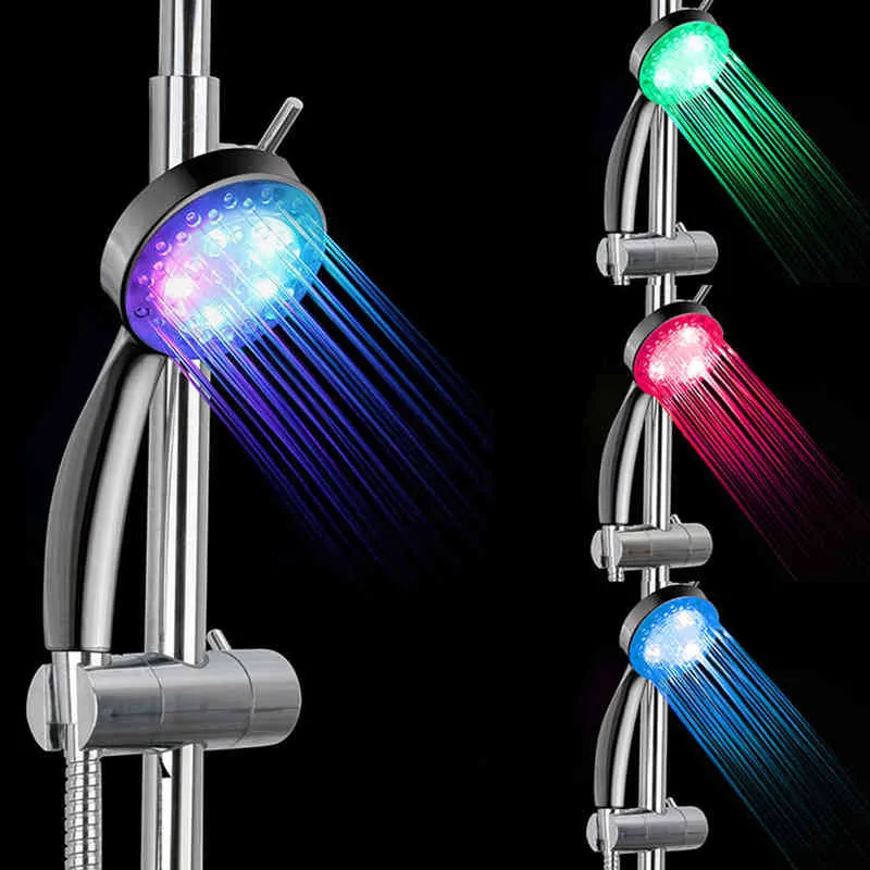 7 Renk LED Duş Başlığı Hiçbir LED Yağış Değiştirme Duş Başlığı Basınç Otomatik Şelale Duş Tek Banyo Showerhead H1209