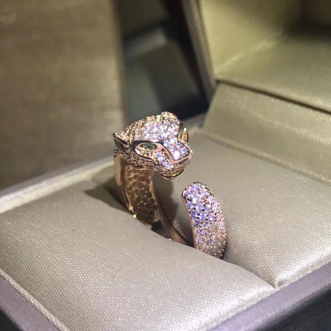 PANTHERE Series Ring Vintage Retro Stones Biżuteria 18k złota Oficjalne reprodukcje modowe Diamants Diamants Exquipite Gift H258R