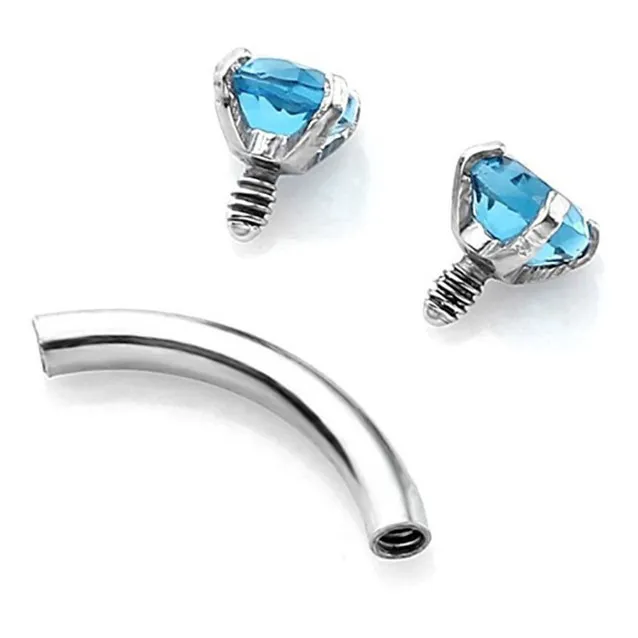 Anello sopracciglio curvo Trasparente CZ Gemma 3mm Zircone rotondo Chiodo con filettatura interna Piegatura in acciaio inossidabile Gioielli il corpo 16G hip hop8436430