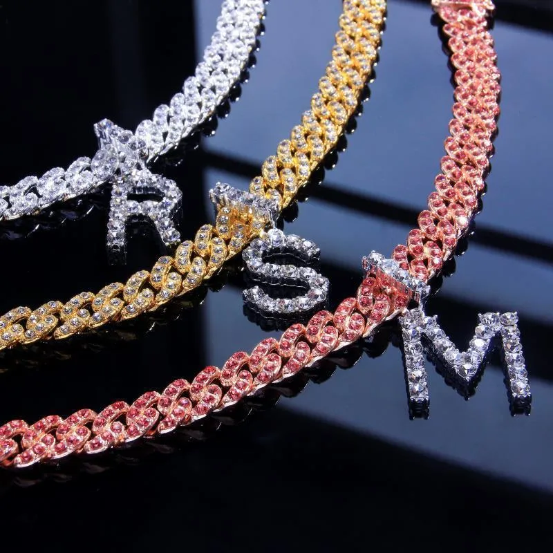 Pendant Crystal Hip Hop 26 Letter Anklets Whole For Women Men Bling Foot Cuban Link Anklet Bracelet Chunky Iced Out Jewelry270y