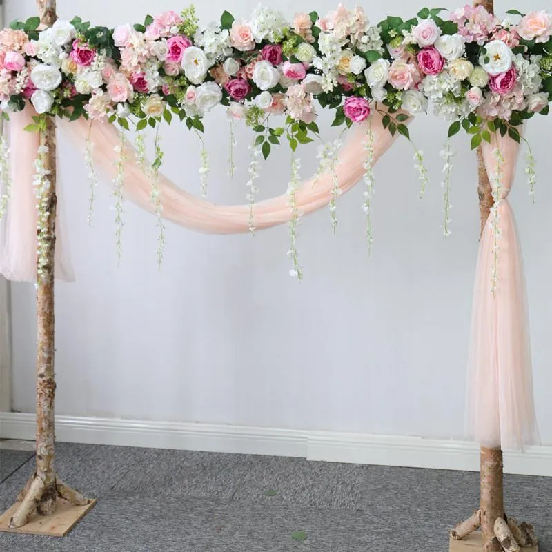 Dekorative Blumenkränze, individuelle rosa Hochzeit, Blumenarrangement, Bogen, künstliche Eckblumenrebe, Fenster, Einkaufszentrum, Party, 228 Jahre