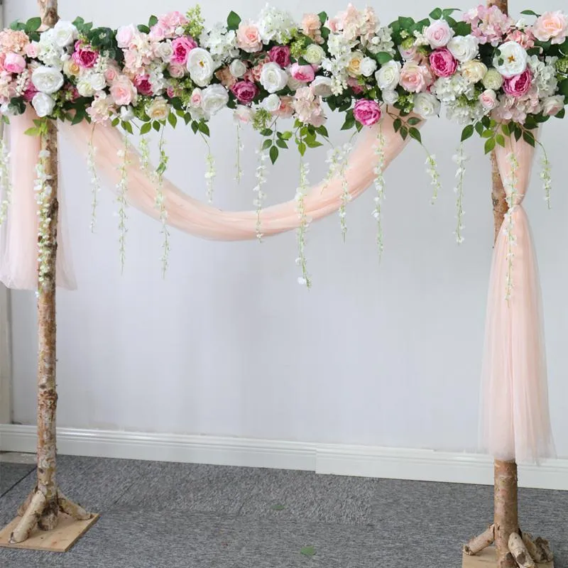Ghirlande di fiori decorativi Personalizzati Rosa Matrimonio Composizione floreale Arco Angolo artificiale Fiore Vite Finestra Centro commerciale Festa 300v
