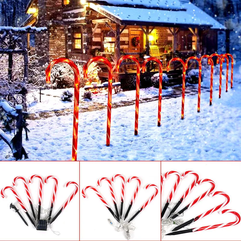 USB / énergie solaire lumières de canne de Noël joyeux décor de Noël pour la maison ornements d'arbre de Noël cadeaux de Noël nouvel an 2021 201017