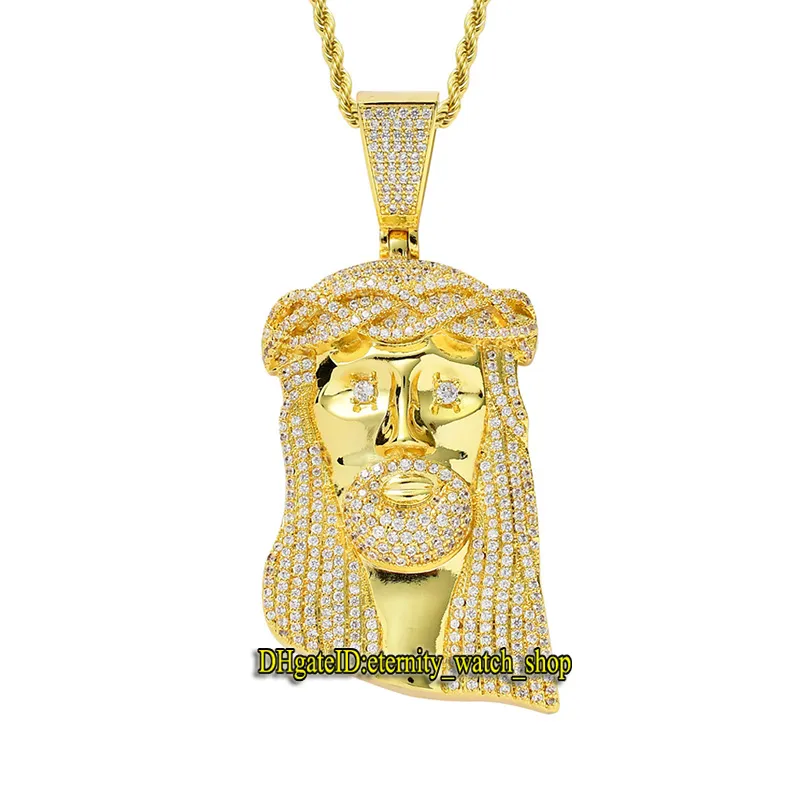 Europäische und amerikanische Christus Jesus Kopf CZ Iced Out Diamant Intarsien Anhänger Halsketten 92mm Hohe Anhänger Herren Halskette Anhänger hüfte H6503018