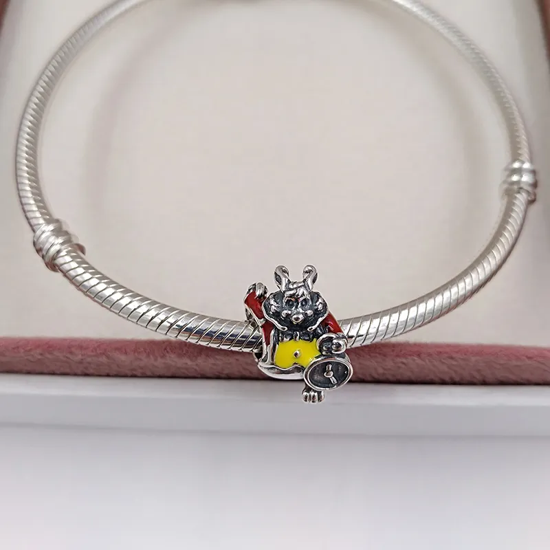 Серебряные женские модные ювелирные украшения наборы Disny White Rabbit Red Yellow Emamel Charm Bohemian Bracelets Начальные ожерелья для женского цепи Bead Bagn 791898enmx3793354