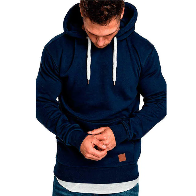 Spring Leisure Men's Hoodies Drawstring Hoody Sweatshirts Fashion Pullover Hip Hop Streetwear Solid Running Jackets 5XL 210924