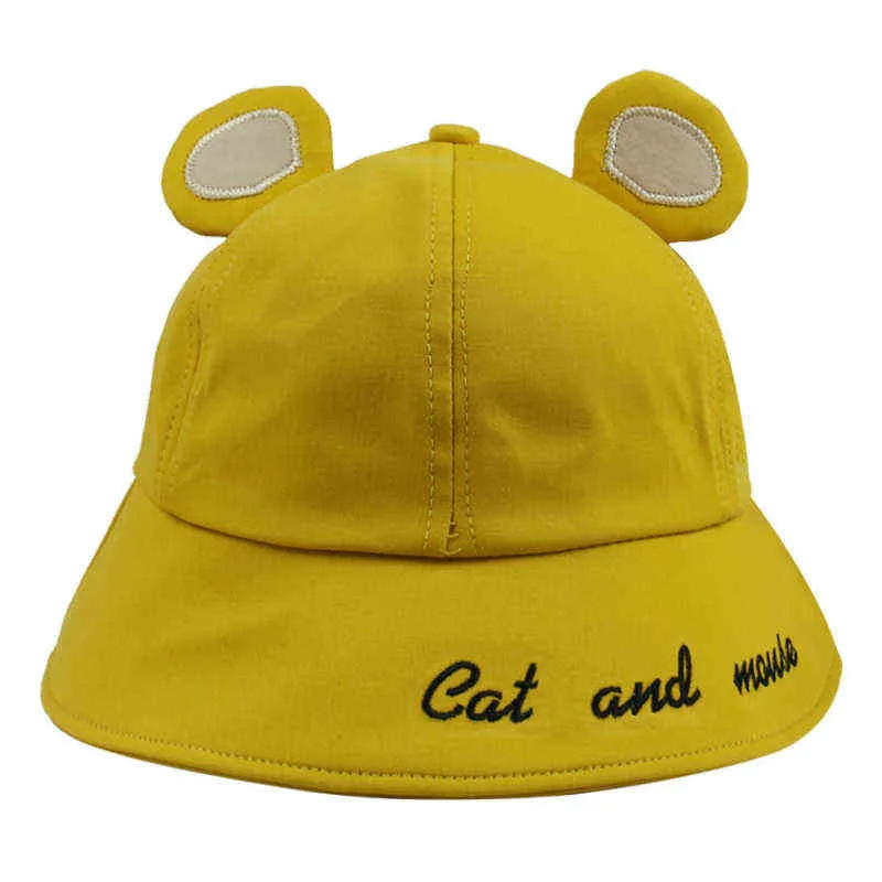 New Gorras Cute Cartoon Giallo Rosa Nero Orecchie di gatto Topo Cappelli a secchiello Donna Cappellini Chapeau Femme Estate G220311