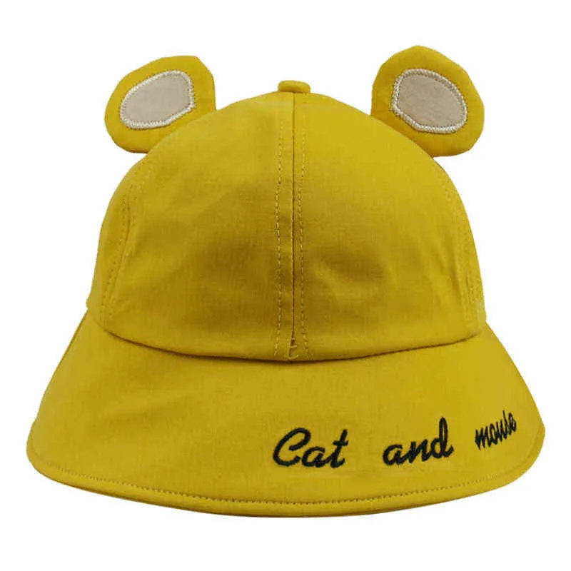 Nowe Gorras Cute Cartoon Yellow Pink Black Cat Ears Mouse wiadro Kapelusze Kobiety Czapki Chapeau Femme Lato G220311