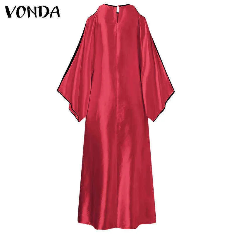 VONDA femmes Maxi robes 2021 été hors épaule robe de bal automne robes Sexy sans manches fête bohème Vestidos surdimensionné Y1204