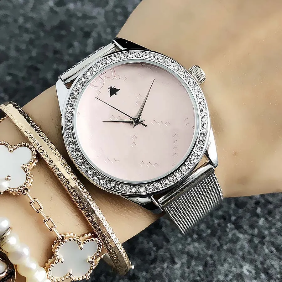 Popular Casual Top Brand quartz wrist Watch for Women Girl with metal steel band Watches G56196i