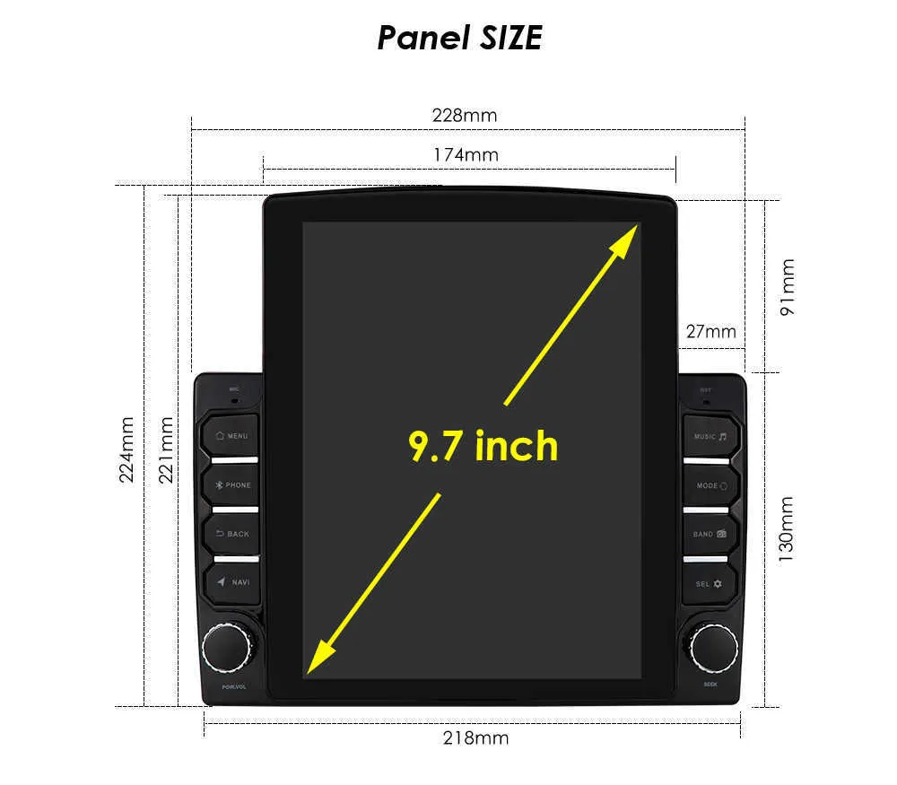 2G + 64G 9,7 pouces universel voiture Audio GPS Navigation Autoradio Android 10 USB Bluetooth FM 4G WIFI SWC lien miroir OBD2 caméra arrière