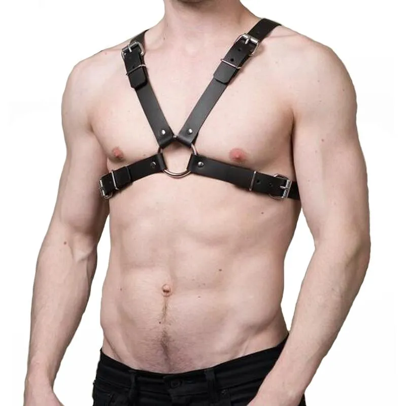 Nouveaux hommes vintage Bondage en cuir boulages gothiques cowboy coffre haut de soutien-gorge