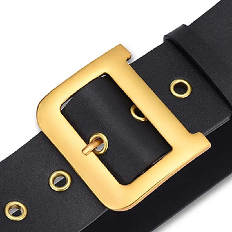 Design de ceintures en cuir authentiques pour hommes Fashion Fashion Simple Femme Femmes larges 5cm Big Letter Gold Buckle Waistbanb pour fille No Box227l